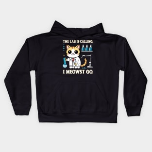 the lab is calling, i meowst go Kids Hoodie